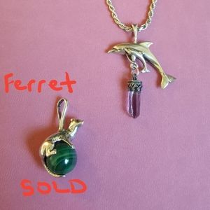 Sterling Silver Charm -- Dolphin w/Amethyst